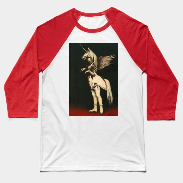 Victorian Gothic Unicorn Lady Baseball T-Shirt by mictomart